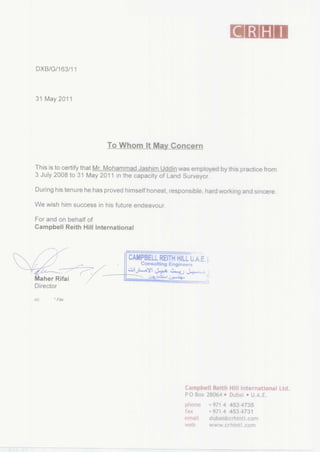Exprience certificate CRHI