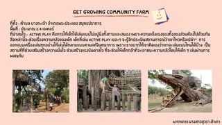 Get Growing Community Farm
ที่ตั้ง : ตำบล บางกะเจ้า อำเภอพระประแดง สมุทรปราการ
พื้นที่ : ประมาณ 2.4 เอเคอร์
ที่น่าสนใจ : Active Play คือการให้เด็กได้เล่นแบบไม่อยู่นิ่งทั้งกายและสมอง เพราะความแข็งแรงของทั้งสองส่วนต้องไปด้วยกัน
สิ่งเหล่านี้จะช่วยเรื่องความกลัวของเด็ก เด็กที่เล่น Active Play เยอะๆ จะรู้จักประเมินสถานการณ์ว่าเขาไหวหรือเปล่า” การ
ออกแบบเครื่องเล่นทุกอย่างให้เล่นได้หลายแบบตามแต่จินตนาการ เพราะเราอยากให้เขาคิดเองว่าเขาจะเล่นแบบไหนได้บ้าง เป็น
สถานที่ที่ช่วยเสริมสร้างความมั่นใจ ช่วยสร้างแรงบันดาลใจ ที่จะช่วยให้เด็กกล้าที่จะเอาชนะความกลัวโดยให้เด็ก ๆ เล่นผ่านการ
ผจญภัย
631710135 นางสาวสุวรา สำเภา
 