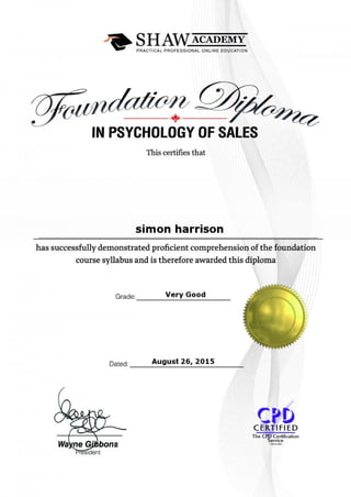 diploma in psychology of sales