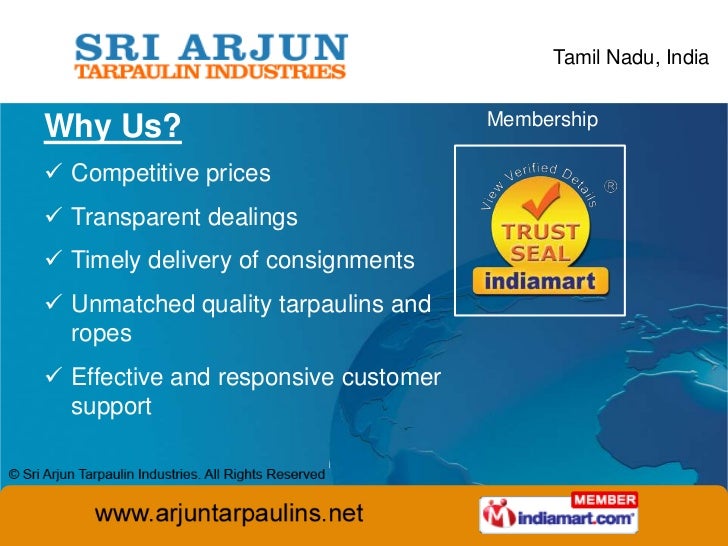Sri Arjun Tarpaulin Industries Tamil Nadu India