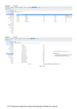 LICT IT Department–Application Program-ManageEngine ADAudit Plus -Page 26
 