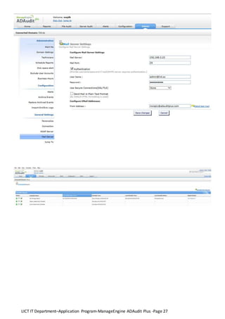 LICT IT Department–Application Program-ManageEngine ADAudit Plus -Page 27
 