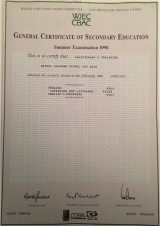 GCSE Certificates