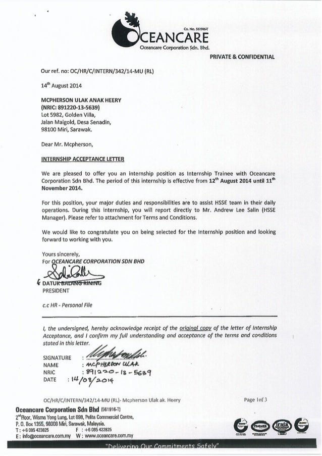 Surat Lantikan Dari Majikan Oceancare Corporation Sdn.Bhd