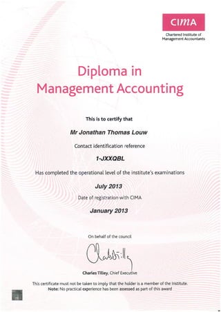 CIMA Diploma in Management Accounting
