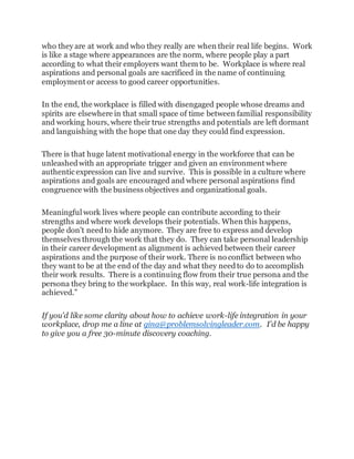 MY WORK LIFE PERSPECTIVE | PDF