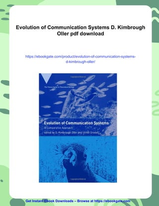Evolution of Communication Systems D. Kimbrough Oller | PDF