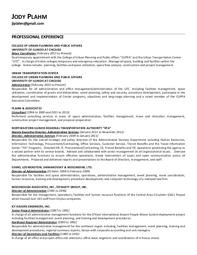 Relocation management resume