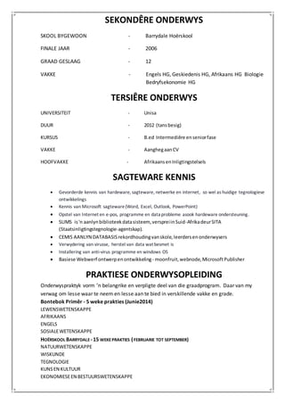 Curriculum Vitae Afrikaans Docx