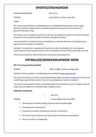 Curriculum Vitae Afrikaans Docx