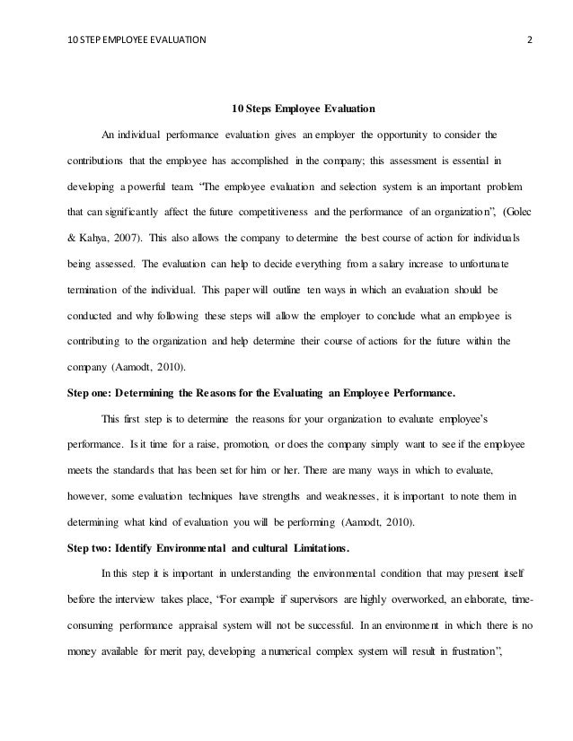 10 step employee evaluation evaluation employee