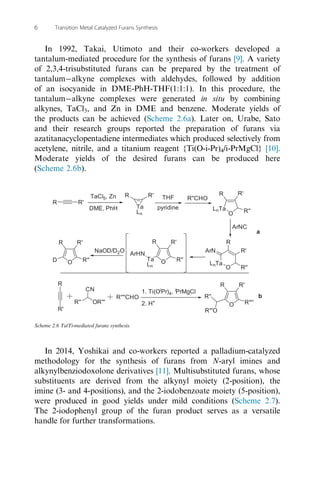 Transition metal catalyzed furans synthesis : transition metal ...