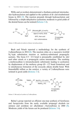 Transition metal catalyzed furans synthesis : transition metal ...