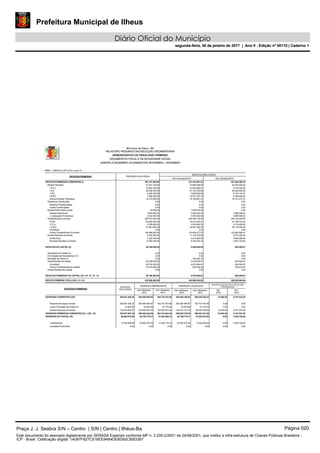 Prefeitura Municipal de Ilheus
Diário Oficial do Município
segunda-feira, 30 de janeiro de 2017 | Ano II - Edição nº 00110 | Caderno 1
Praça J. J. Seabra S/N – Centro | S/N | Centro | Ilhéus-Ba Página 020
Este documento foi assinado digitalmente por SERASA Experian conforme MP n. 2.200-2/2001 de 24/08/2001, que institui a infra-estrutura de Chaves Públicas Brasileira -
ICP - Brasil. Cetificação diigital: 1A087F827C516EE94B4DEBD92CB5D2B7
Prefeitura Municipal de Ilheus
Diário Oficial do Município
segunda-feira, 30 de janeiro de 2017 | Ano II - Edição nº 00110 | Caderno 1
 