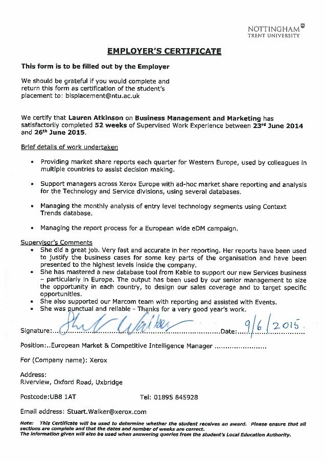 employer s certificate complete format of employer certificate