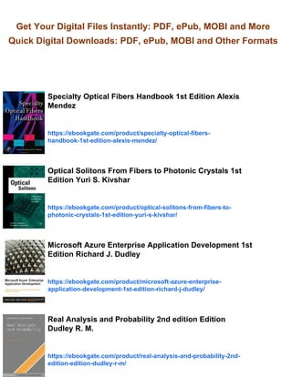 Supercontinuum Generation in Optical Fibers 1st Edition J. M. Dudley | PDF