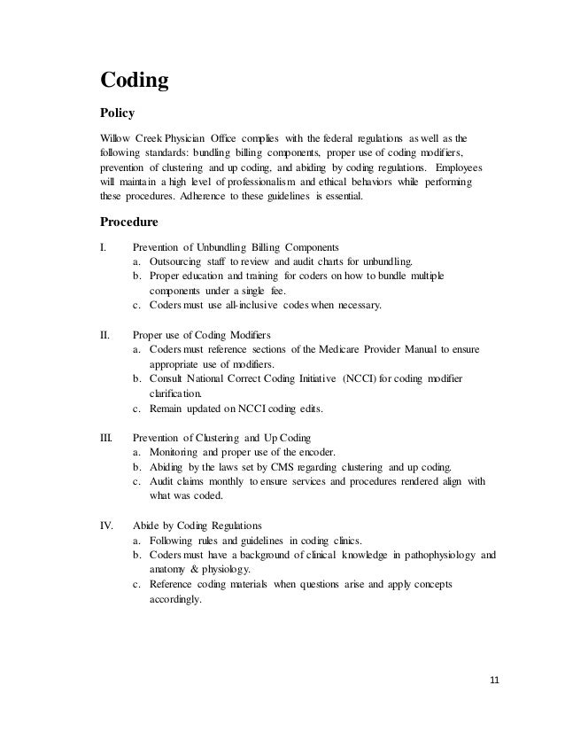 2014 Willow Creek Physician Office Compliance Plan