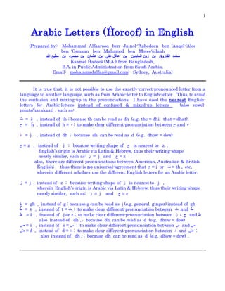 Arabic Letters in English | DOCX