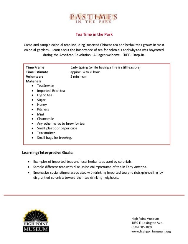 Tea program template