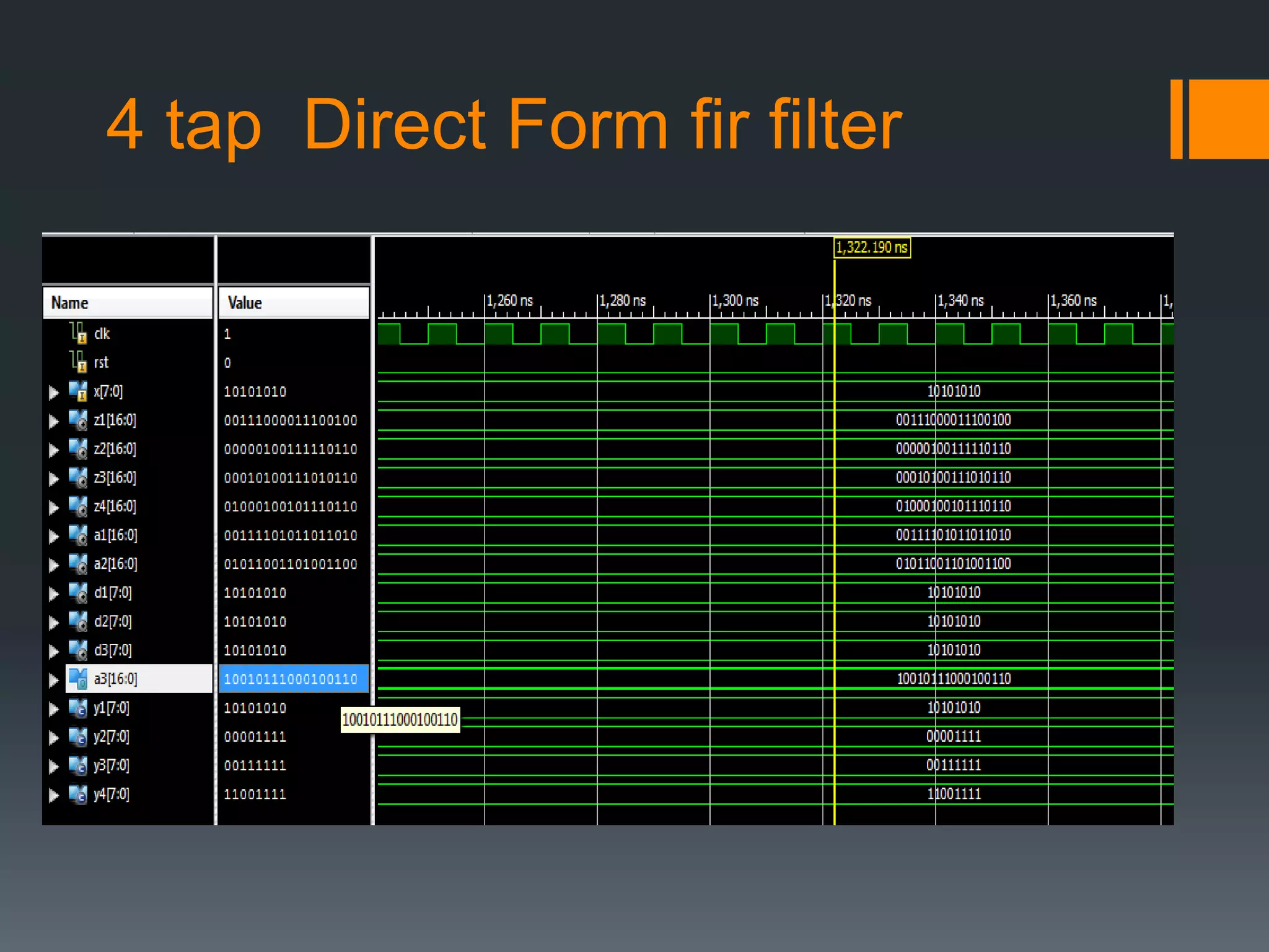 4 tap Direct Form fir filter
 