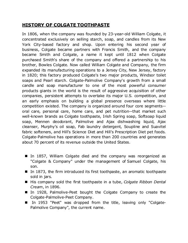 Colgate toothpaste project