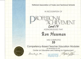 NATTS 1990 Level IV Certificate