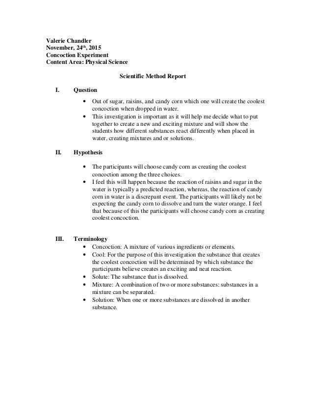 Science Investigation Report Examples