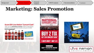 Marketing: Sales Promotion
Background
External
Analysis
SWOT Analysis Recommendation ConclusionInternal Analysis
 