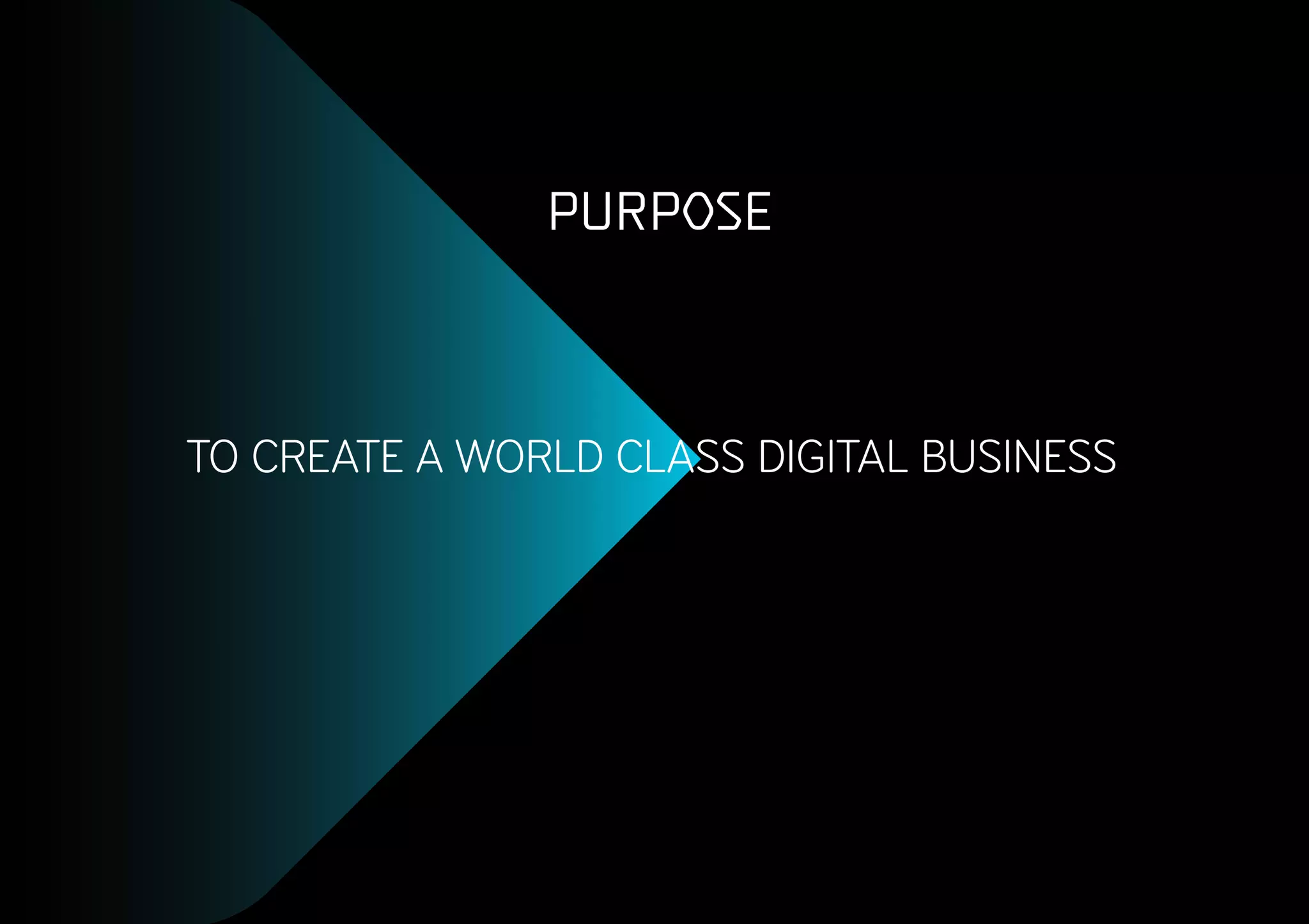 TO CREATE A WORLD CLASS DIGITAL BUSINESS
PURPOSE
 