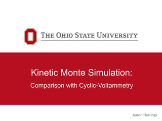 Kinetic Monte Simulation:
Comparison with Cyclic-Voltammetry
Aaron Hastings
 