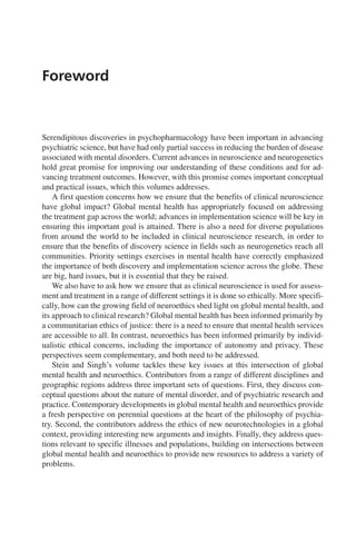 Global Mental Health and Neuroethics 1st Edition Dan J. Stein (Editor ...