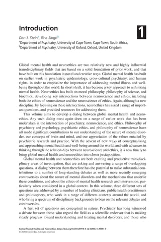 Global Mental Health and Neuroethics 1st Edition Dan J. Stein (Editor ...