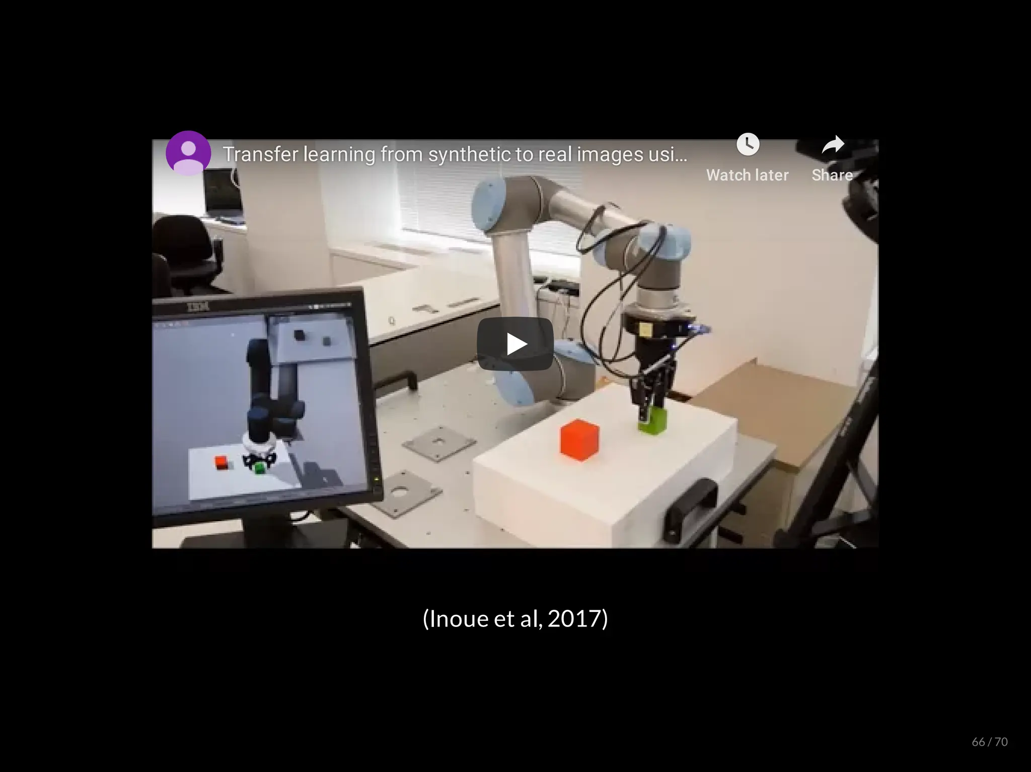 Transfer learning from synthetic to real images usi
Transfer learning from synthetic to real images usi
Transfer learning from synthetic to real images usi…
…
…
Watch later Share
(Inoue et al, 2017)
66 / 70
 