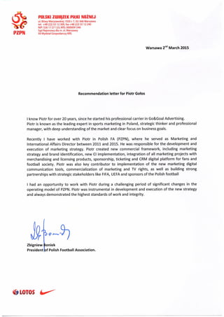 PZPN recommendation letter for PG | PDF