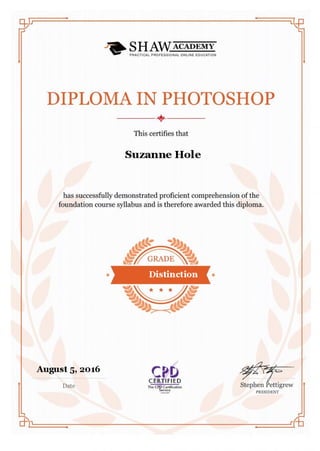 Adobe Photoshop certificate
