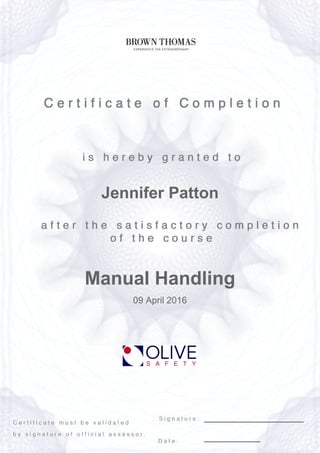 Jennifer Patton
Manual Handling
09 April 2016
Powered by TCPDF (www.tcpdf.org)
 