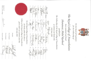 FRCA Certificate