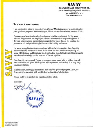 Savay Recommendation Letter