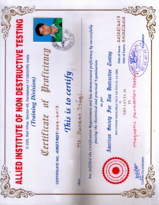 NDT CERTIFICATES