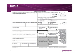 1099-B
27
A
100 shares ABC Company
02/15/2014 12/15/2014
3,950 3,000
X
X
X
 