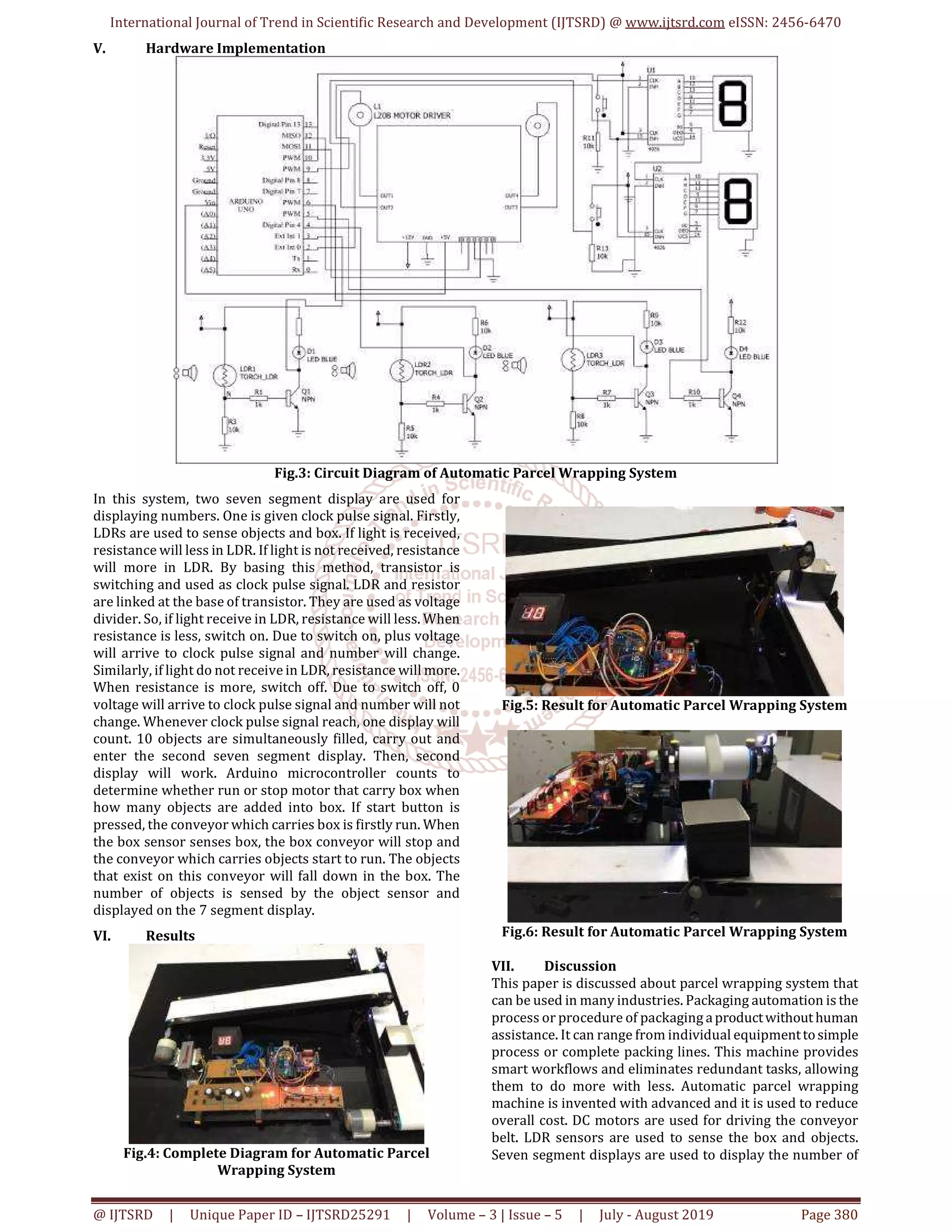 Design and Construction of Parcel Wrapping System using Arduino | PDF