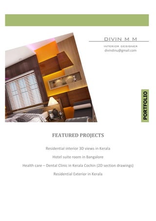 FEATURED PROJECTS
Residential interior 3D views in Kerala
Hotel suite room in Bangalore
Health care – Dental Clinic in Kerala Cochin (2D section drawings)
Residential Exterior in Kerala
 