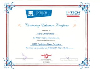 HIMA Systems-Basic Program Certificate