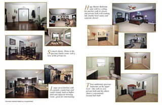 Information deemed reliable but not guaranteed
So much charm...Relax in the
spacious family room with a
view of the private lot.
Large eat-in kitchen with
granite countertops and
center island, built in buffet/
desk and adjacent morning
room...great for entertaining
Huge Master Bedroom
suite with try ceiling,
his and her walk in closets
and private bath with soaking
tub, double bowl vanity and
separate shower
Three additional spacious
bedrooms on the upper
level. One with its own
private bath and the others
share a conveniently
located hall bath
 