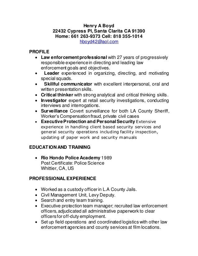 henry boyd resume 1 deputy sheriff resumes