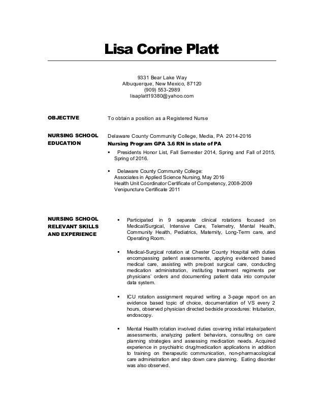 rn duties for resume