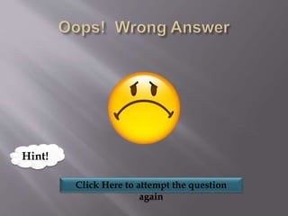 Click Here to attempt the question
again
Hint!
 