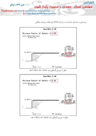 ‫شکل‬4-‫برنامه‬ ‫گرافیکی‬ ‫خروجی‬SNAIL(C=40‫و‬φ = 20)
‫شکل‬0-‫برنامه‬ ‫گرافیکی‬ ‫خروجی‬SNAIL(C=10‫و‬φ = 50)
‫نمونه‬‫هایی‬‫از‬‫مدل‬‫های‬‫ساخته‬‫شده‬‫در‬‫نرم‬‫افزار‬SNAIL‫برای‬‫مطالعه‬‫دیوارهای‬‫میخکوبی‬
 