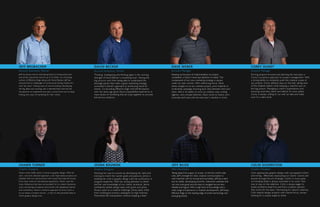 Account Executive, Partner
Jeff has always had an interesting blend of entrepreneurism
and artistic expression bound up in his DNA. As a founding
partner of Effective Edge along with David Becker, Jeff has
enjoyed the fun challenges of continuously being creative for
over ten years. Finding ways of communicating, developing
the big ideas and working with a talented team that has the
horsepower to implement the plan is what drives him to keep
finding new ways of marketing for their clients.
Graphic Designer
Shawn never bluffs when it comes to graphic design. With his
calm, cool and collected approach, even high stakes projects are
handled with ice-cold precision with results that take the house.
From local roots to international experience, Shawn uses the
many influences that have surrounded him to create impressive
work connecting companies and brands with appealing interest
and consistency. Shawn’s rhythmic approach to all his work is
by no means a broken record – in fact it’s the powerful beat to
which graphic design lives.
Account Executive, Partner
Graphic Designer
Thinking, strategizing and thinking again is the cunning
strength of David Becker’s marketing brain. Seeing the
big picture and then being able to understand the
leverage points that make a great marketing strategy
successful is David’s approach to producing result for
clients. Co-founding Effective Edge with Jeff Brubacher
over ten years ago gives David unparalleled experience in
many facets of marketing that all wrap together to provide
full-service solutions.
Working her way to success by developing her skills and
training to match her career goals and passions, Jenna is
building her cred in graphic design with her proficiency in
program expertise. With her strong attention to detail
and her vast knowledge of our clients’ products, Jenna
confidently tackles design tasks with grace and poise.
Always open to a creative challenge, Jenna easily shifts
from multilingual product catalogues to high-intensity
Photoshop file manipulation without skipping a beat.
Keeping up the pace of implementation to project
completion is Dave’s hawk-eye attention to detail. The
components of any new marketing strategy is always
under his calm control. With unflinching nerve, Dave
stares straight on to any website project, print material or
multimedia campaign knowing each step between here and
done. Add in his ability to work up creative copy writing,
taglines, and concept sketches, Dave works to clearly com-
municate each task with the end-user’s reaction in mind.
Taking ideas from paper, to screen, to the the world wide
web, Jeff’s strength for clear, creative communication is
well-matched with his strong technical ability. Jeff has a keen
eye for detail, developing powerful, interactive websites that
not only look good and are easy to navigate but are also
reliable and logical. With a high level of knowledge and a
wide range of experience in website development, Jeff keeps
Effective Edge on the leading edge of online technology and
emerging trends.
COREY HUNDT
COLIN DUERRSTEIN
Account Manager
Graphic Designer
Driving projects forward and planning the next play is
Corey’s proactive approach to project management. With
a strong ability to constantly push the creative scope of
any project, Corey skillfully stays on the ball, taking care
of the smallest details while keeping a watchful eye on
the big picture. Managing a client’s expectations and
knowing what they need next before it’s even asked,
Corey is always willing to run with an idea and make
sure it’s a slam dunk.
Colin approaches graphic design with syncopated rhythm
and timing. Effectively expressing our clients’ visions and
brands through the art of design, Colin’s in-tune pulse
on trending styles is always accented in his work. Not
one to stay on the sidelines, Colin is always eager to
tackle problems head first and find a creative solution
that works for the team. Harnessing his natural creativity,
Colin attacks design projects with intense focus, always
looking for a unique angle to strike.
Account Manager
Web Developer
DAVE WEBER
JEFF BILEN
JEFF BRUBACHER
SHAWN TURNER
DAVID BECKER
JENNA BAUMAN
 