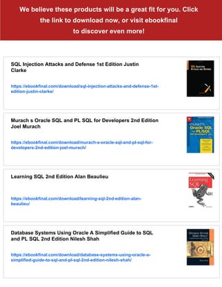 SQL injection attacks and defense 2nd ed. Edition Clarke | PDF